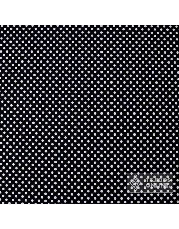 Popelín Negro Lunar Blanco Unión - Telas de Flamenca - Imagen 3