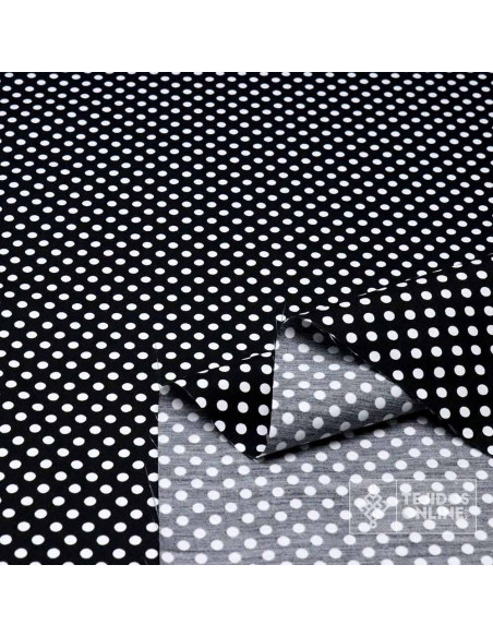 Popelín Negro Lunar Blanco Unión - Telas de Flamenca - Imagen 2