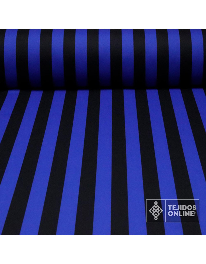 Tela Rayas Azul y Negra - Telas de Carnaval - Telas Online - Imagen 1