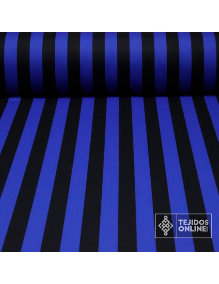 Tela Rayas Azul y Negra - Telas de Carnaval - Telas Online - Imagen 1