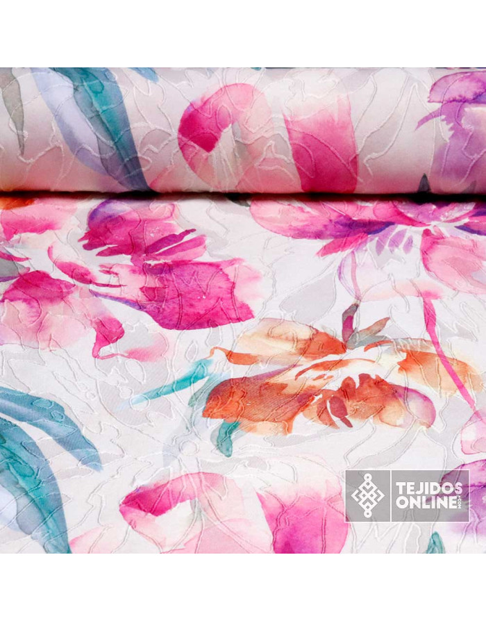 Tela Brocada Flor Galán  - Telas de Vestir- Tejidosonline