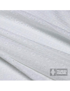 Perforado Blanco Rombo Flor Bordada - Tela Perforada 2
