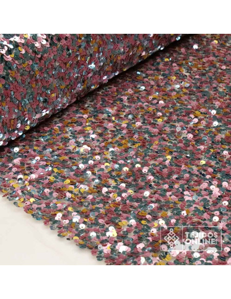 Tela Lentejuela Rosa Aguamarina - Brillo y Estilo Inigualable - Imagen 2