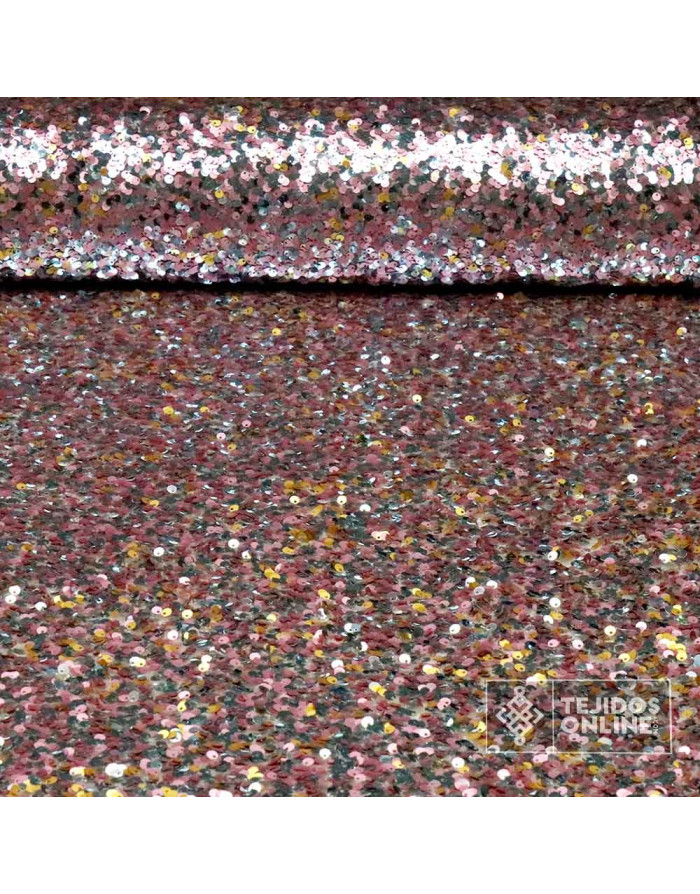 Tela Lentejuela Rosa Aguamarina - Brillo y Estilo Inigualable - Imagen 1