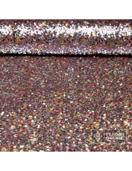 Tela Lentejuela Rosa Aguamarina - Brillo y Estilo Inigualable - Imagen 1