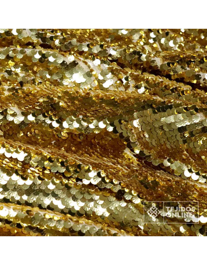 Lentejuela Dorada - Telas de Moda - Tela de Lentejuelas Dorada - Imagen 2