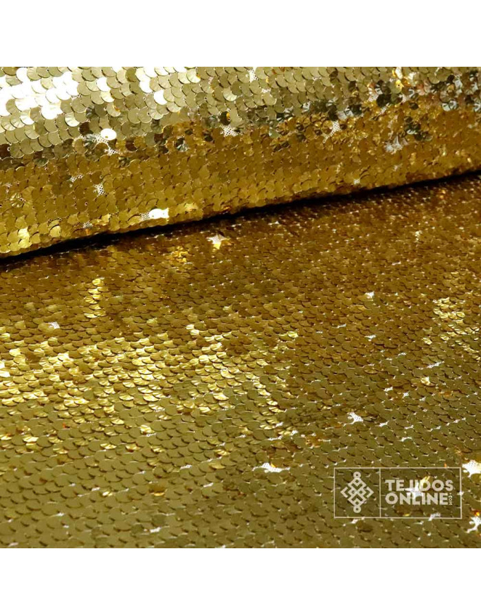 Lentejuela Dorada - Telas de Moda - Tela de Lentejuelas Dorada - Imagen 4