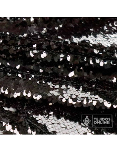 Lentejuela Negra Pétalos - Telas de Lentejuela Negra 2
