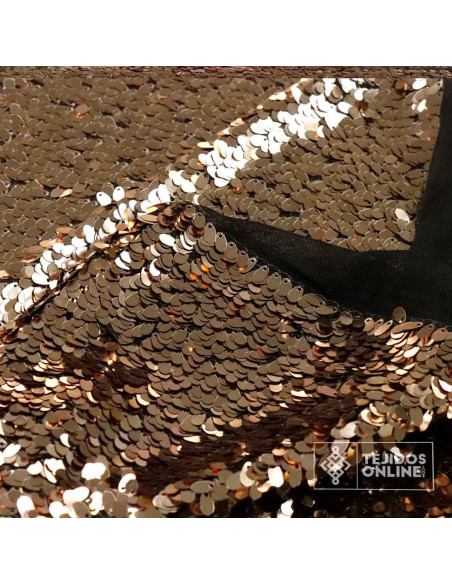 Lentejuela Cobre Pétalos - Telas de Lentejuela Negra