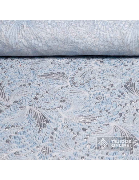 Tela Brocada Pavo Real Celeste  - Tienda de Telas - Boutique Tela Brocada Pavo Real Celeste  - Tienda de Telas - Boutique