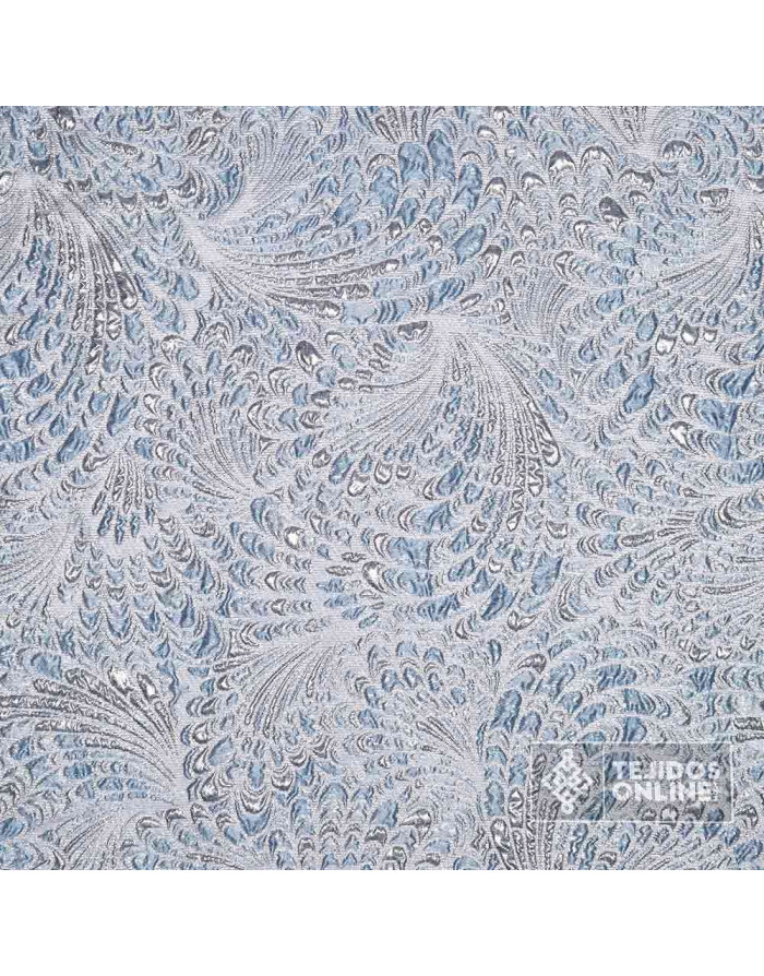 Tela Brocada Pavo Real Celeste  - Tienda de Telas - Boutique