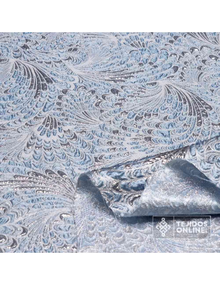 Tela Brocada Pavo Real Celeste  - Tienda de Telas - Boutique Tela Brocada Pavo Real Celeste  - Tienda de Telas - Boutique