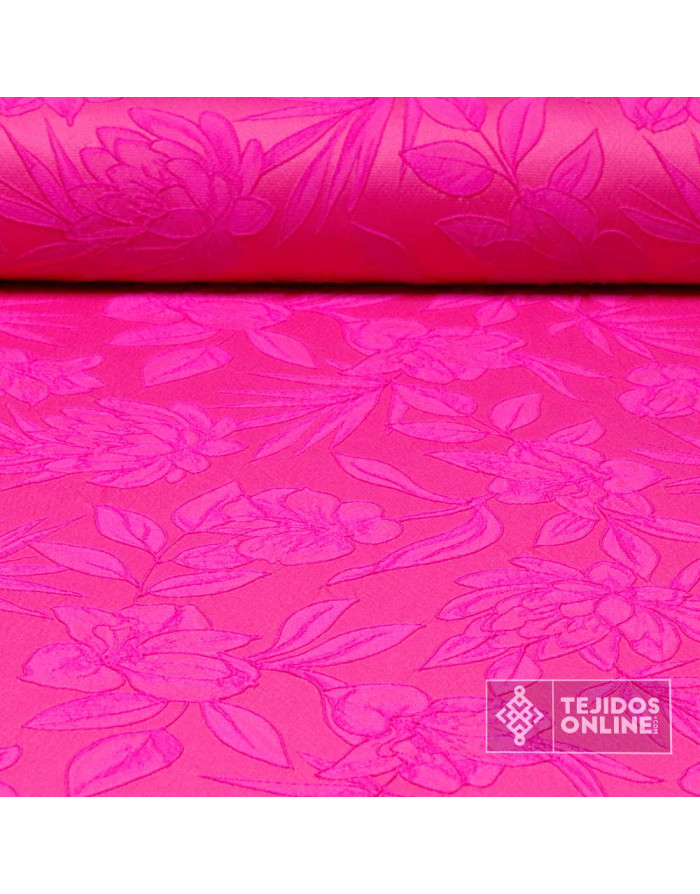 Tela Brocada Flores Fucsia | Telas de Moda 2024 - Imagen 1