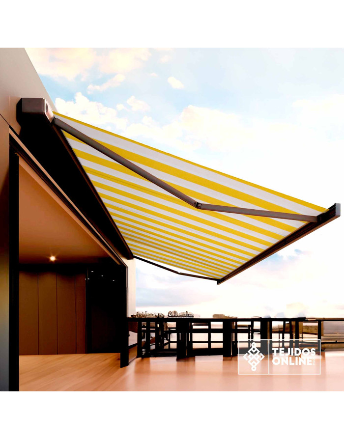 Tela Para Toldo Rayas Amarillas y Blanca Teflón - Toldos