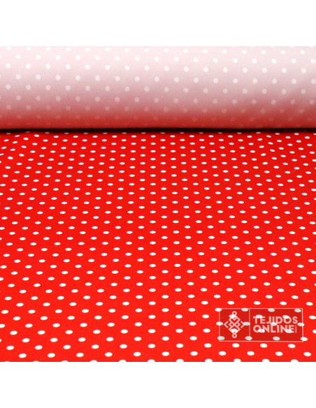 Tela Roja Lunar Blanco Lenteja - Telas para Bailes - Imagen 1
