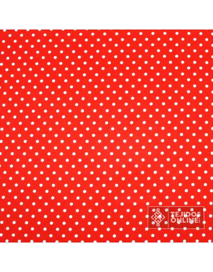 Tela Roja Lunar Blanco Lenteja - Telas para Bailes - Imagen 3