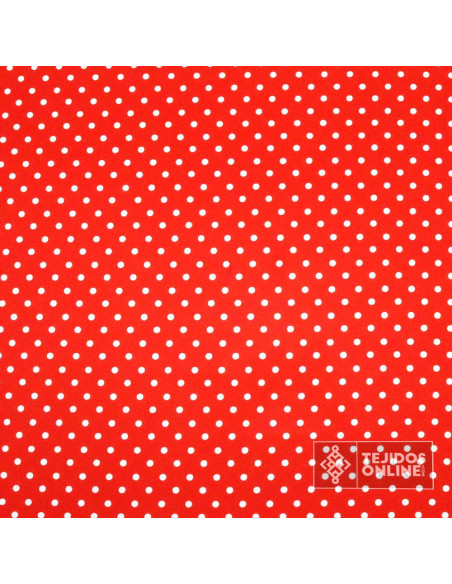 Tela Roja Lunar Blanco Lenteja - Telas para Bailes - Imagen 3
