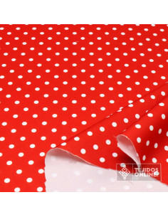 Tela Roja Lunar Blanco Lenteja - Telas para Bailes 2