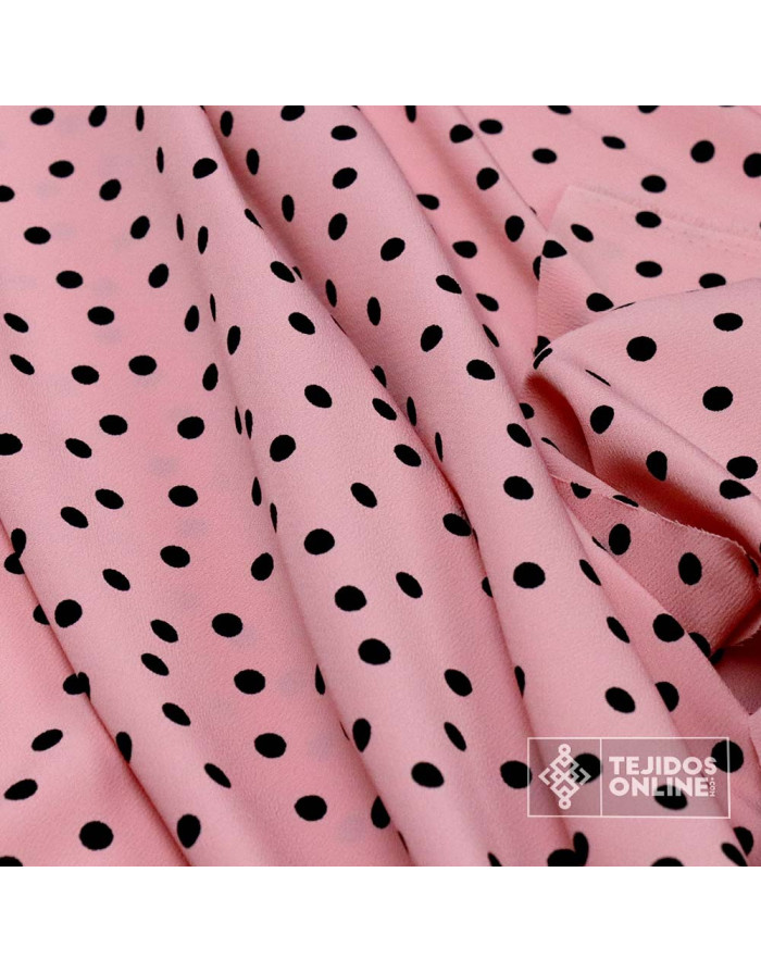 Telas de Flamenca - Crespón Maquillaje Lunar Negro