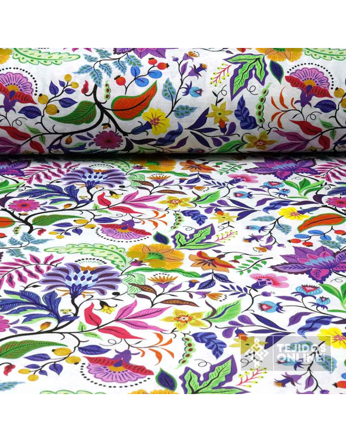 Loneta Flores Flor Vida - Telas para Manualidades