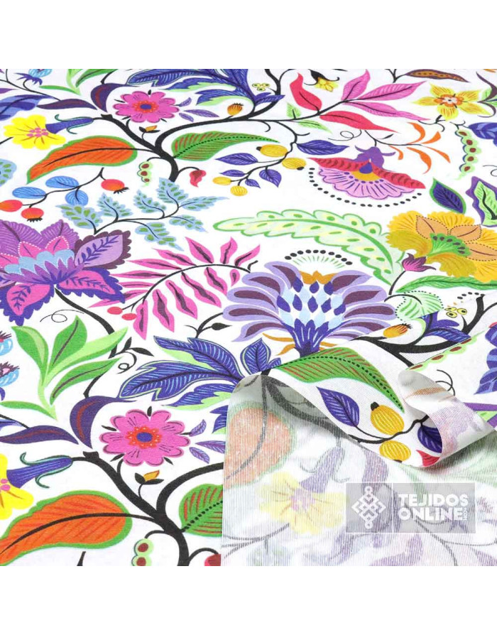 Loneta Flores Flor Vida - Telas para Manualidades