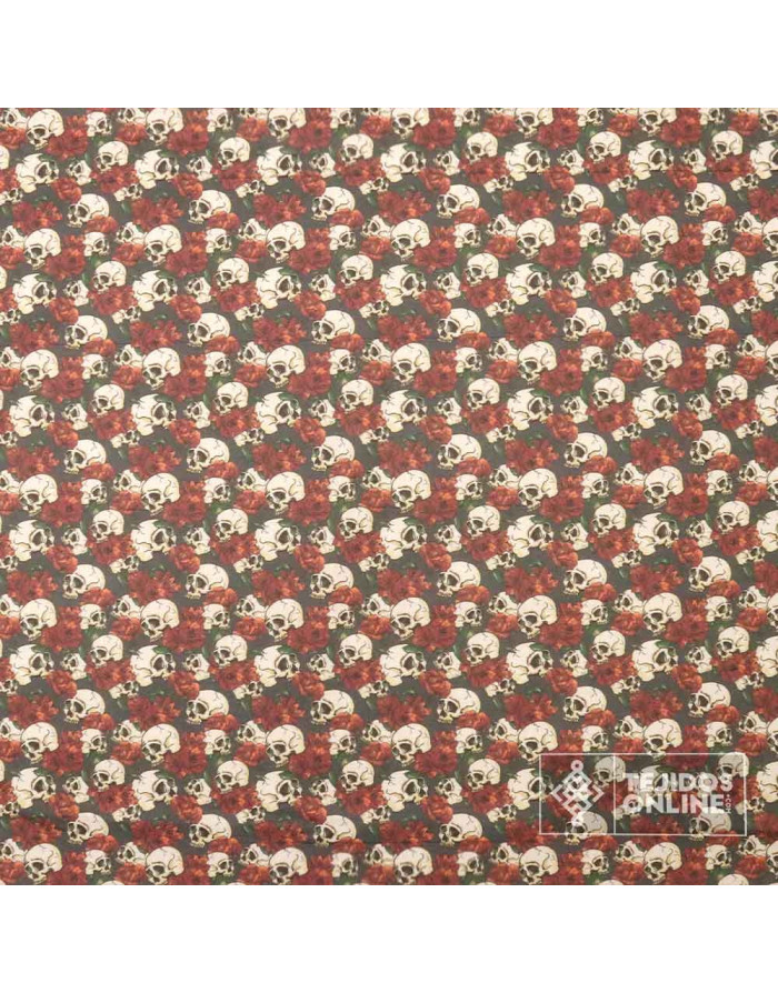 Algodón Calavera y Rosas