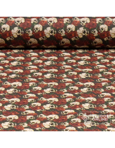 Algodón Calavera y Rosas