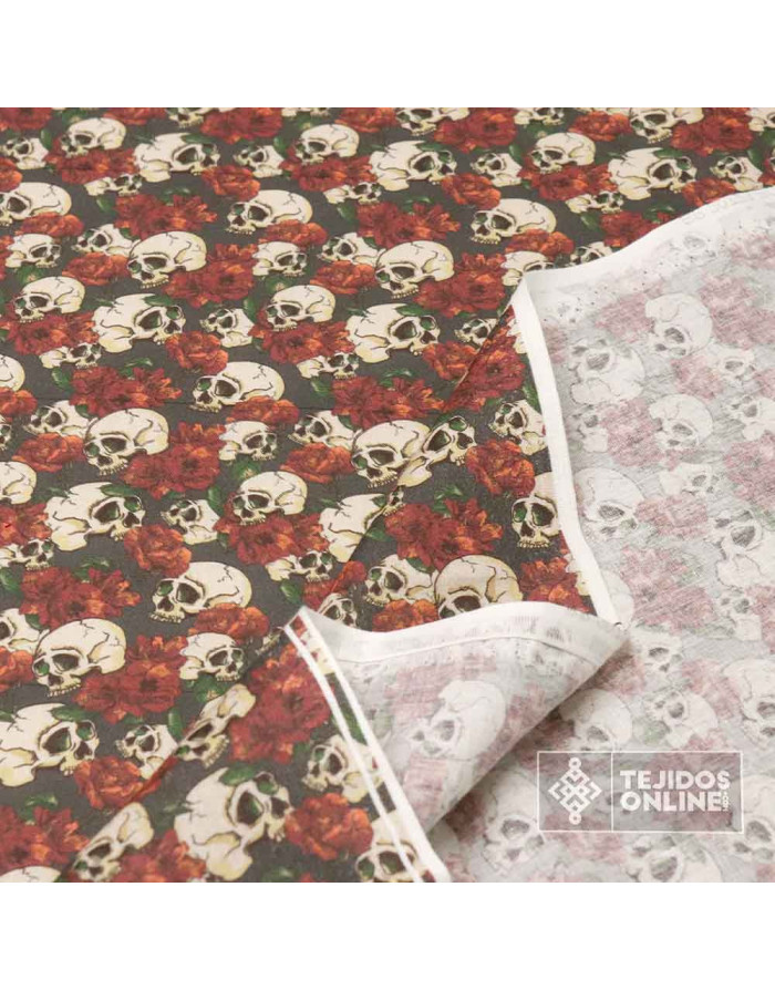 Algodón Calavera y Rosas