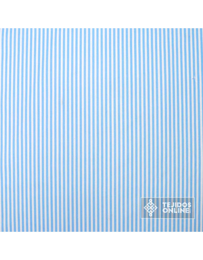 Popelín Rayas Celeste Fina - Imagen 3