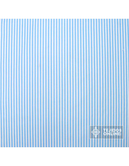 Popelín Rayas Celeste Fina - Imagen 3