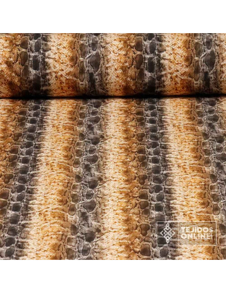 Algodón Serpiente Cascabel Beige - Telas en Liquidación Algodón Serpiente Cascabel Beige - Telas en Liquidación