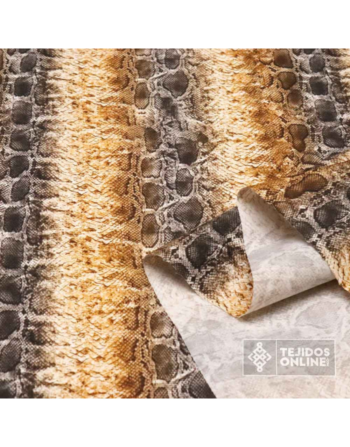 Algodón Serpiente Cascabel Beige - Telas en Liquidación