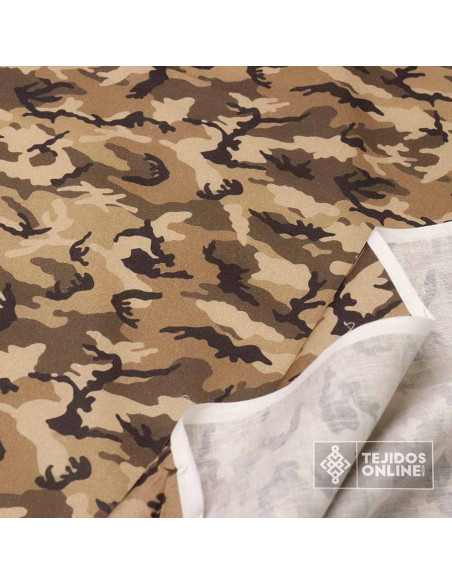 Algodón Camuflaje Marrón - Telas de Camuflaje Marrón - Imagen 2