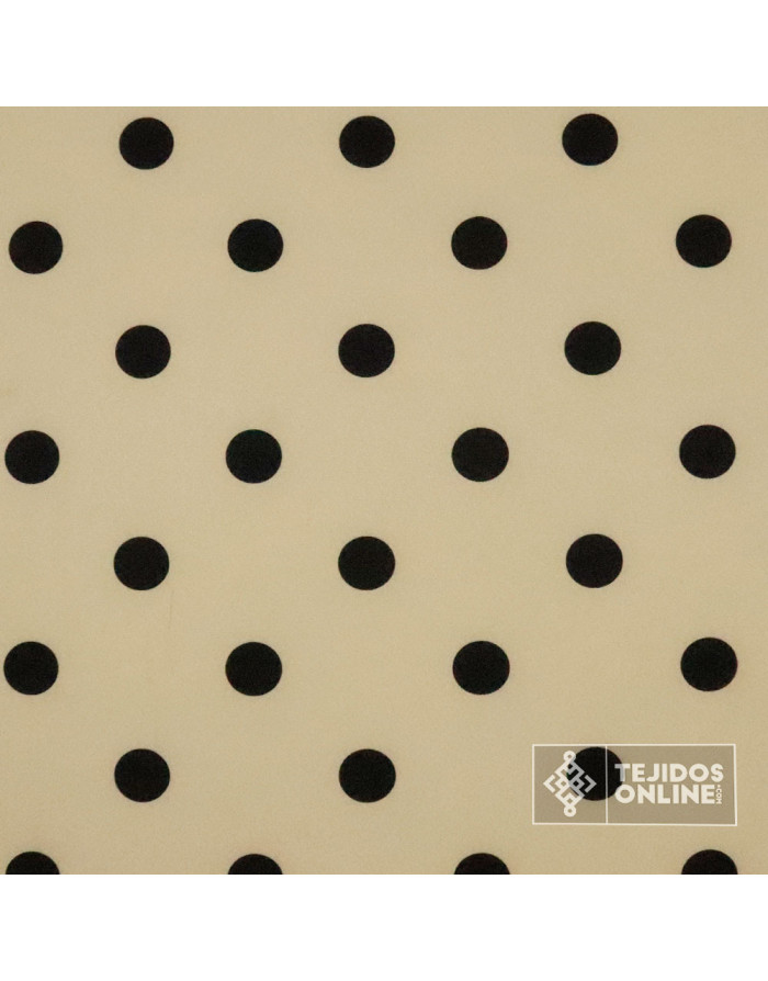 Tela Camel Lunar Negro - Lunares Beiges - Telas Flamenca - Imagen 3