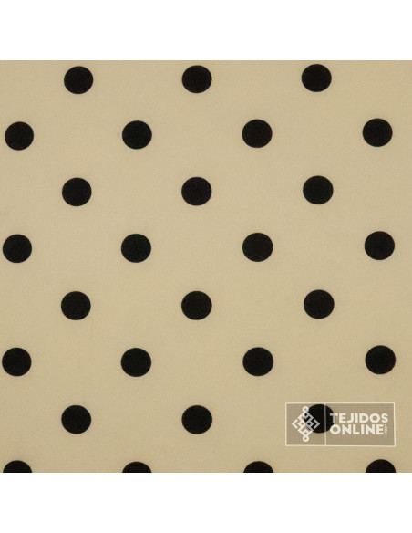 Tela Camel Lunar Negro - Lunares Beiges - Telas Flamenca - Imagen 3