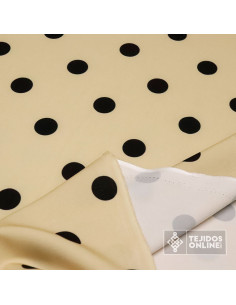 Tela Camel Lunar Negro - Lunares Beiges - Telas Flamenca - Imagen 2