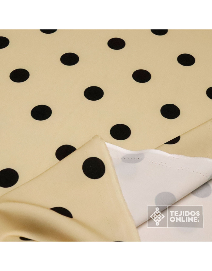 Tela Camel Lunar Negro - Lunares Beiges - Telas Flamenca - Imagen 2