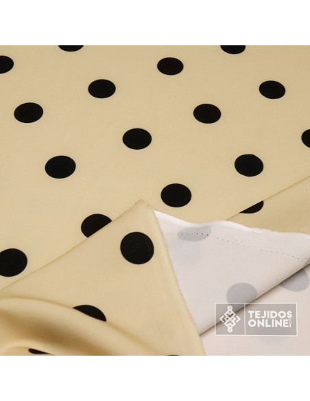 Tela Camel Lunar Negro - Lunares Beiges - Telas Flamenca - Imagen 2