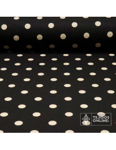 Tela Negra Lunar Camel - Telas para Trajes de Flamenca - Imagen 1