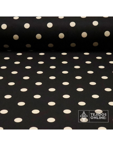 Tela Negra Lunar Camel - Telas para Trajes de Flamenca - Imagen 1