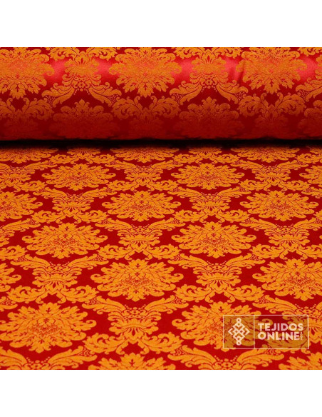 Damasco Burdeos Oro Viejo Versace -Telas Damasco - Imagen 1