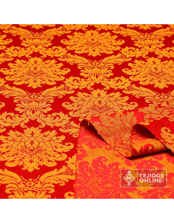 Damasco Burdeos Oro Viejo Versace -Telas Damasco - Imagen 2