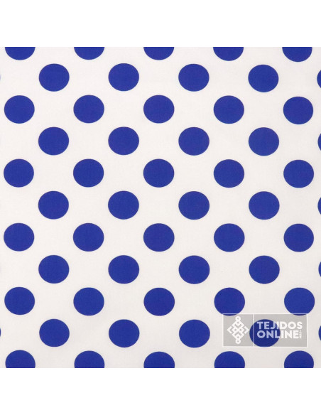 Popelin Blanco Lunar Big Azulino - Telas de Lunares - Imagen 3