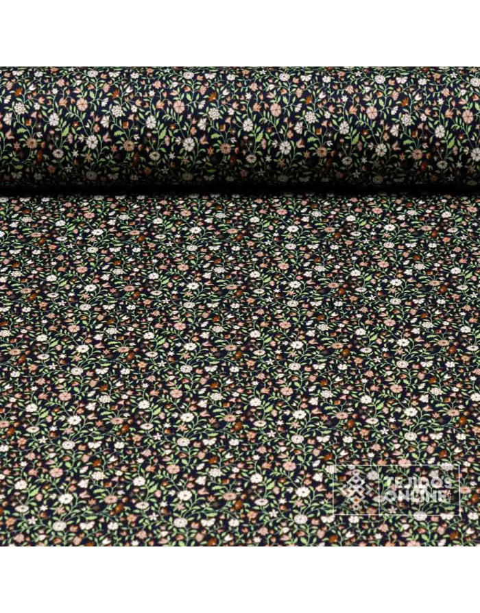 Algodón Azul Marino Flores Liberty -  Telas Online - Imagen 1