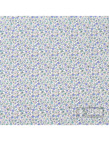 Algodón Blanco flor Liberty Azafata - Telas de Algodón 100% - Imagen 3