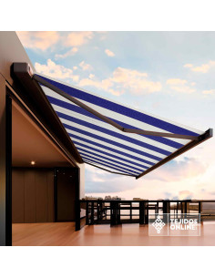 Tela Para Toldo Rayas Azul y Blanca Teflón - Toldos 2