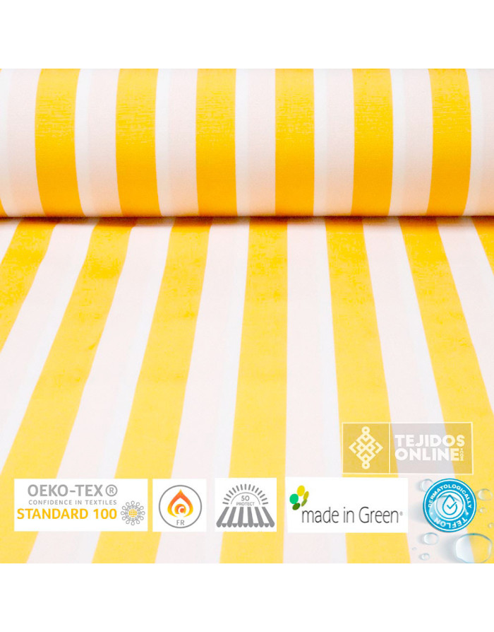 Tela Para Toldo Rayas Amarillas y Blanca Teflón - Toldos