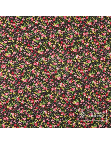 Viscosa Negra Flor Roja y Rosa - Tejidos de Viscosa - Telas Online Viscosa Negra Flor Roja y Rosa - Tejidos de Viscosa - Telas Online