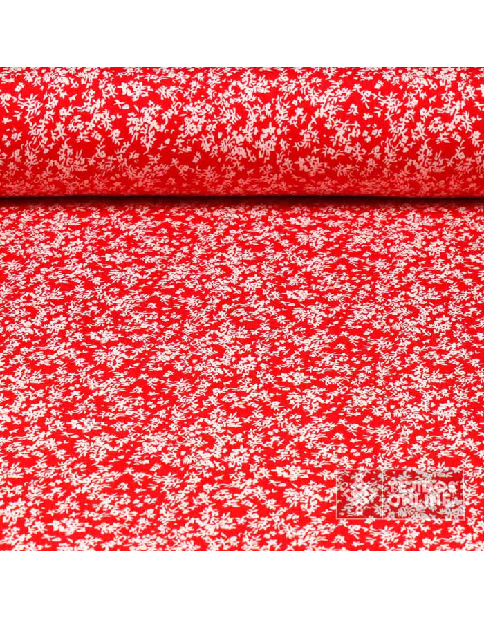 Viscosa Roja Flor Liberty - Tejidos de Moda - Telas de Vestir
