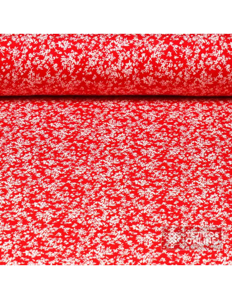 Viscosa Roja Flor Liberty - Tejidos de Moda - Telas de Vestir Viscosa Roja Flor Liberty - Tejidos de Moda - Telas de Vestir